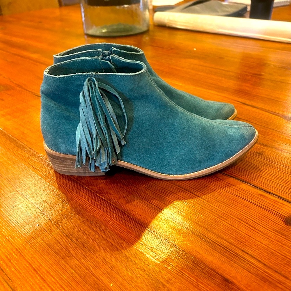 Naughty Monkey Teal Suede fringe Ankle Booties size 8 - Picture 4 of 8